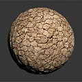 Cracked Textured Spherical Object with Brown Rough Surface on Dark Background with Reflection 3d model