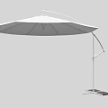 White Outdoor Parasol With Curved Metal Frame And Black Base