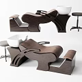 Modern Wooden Massage Bed With Leather Cushion Armrests And Rolling Stool