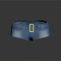 Blue High Waist Denim Shorts With Yellow Belt Buckle And Stitched Pockets