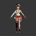 Adventurer Girl Character With Cute Animal Companion In Colorful Outfit And Brown Boots