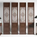 New Chinese Style Solid Wood Screen Partition Flower Rack 3d model