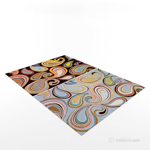 Colorful Square Rug With Abstract Swirling Patterns And Vibrant Multicolored Design 3d model