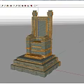 Ancient Stone Throne Featuring Ornate Carvings And Step Platform Structure 3d model