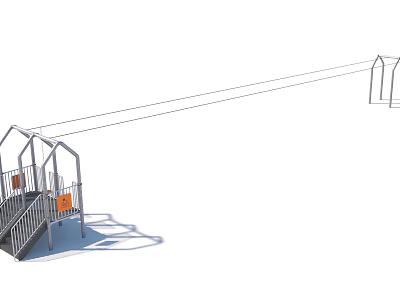 Outdoor Garden Feature With Metal Swing Slide Stairs And Orange Accents 3d model