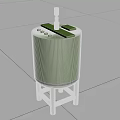 Green Cylindrical Industrial Equipment With Stand Base And Functional Top Structure