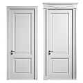 White Modern Double Hinged Doors With Sleek Panel Design And Handles 3d model