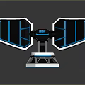 Modern NOR Tech Device With Symmetric Black Panels And Blue Illuminated Edges