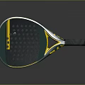 Professional Blue and Yellow Padel Racket With Hole Pattern And Grip Design 3d model