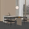 Modern Dining Table and Chair Combination Dining Table and Chair Chandelier 3d model