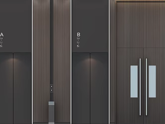 Modern double door elevator door fire door fire door 3d model