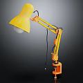 Yellow Mechanical Arm Desk Lamp With Adjustable Joints For Home Office Use