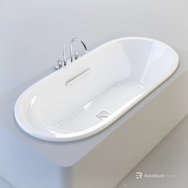 Modern White Bathtub with Chrome Faucet and Sleek Contemporary Design 3d model 