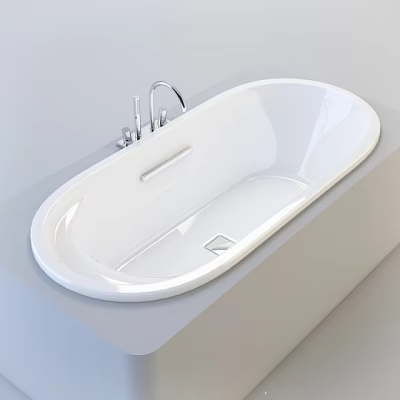 Modern White Bathtub with Chrome Faucet and Sleek Contemporary Design 3d model
