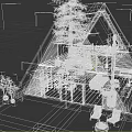A Frame Wooden House With Black Roof Large Windows Wooden Deck Chairs And Tree