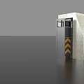 Automatic Retractable Security Gate With Yellow X Pattern And Control Panel