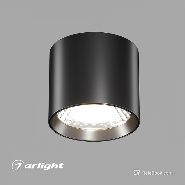 Black Modern Cylindrical Metal Downlight Spotlight With Bright LED Illumination 3d model 