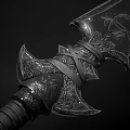 Ornate Medieval Sword With Intricate Hilt Carvings And Decorative Blade Symbols