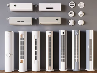 Modern White Air Conditioners Fans Wall Mounted Floor Standing Units for Indoor Home Use 3d model