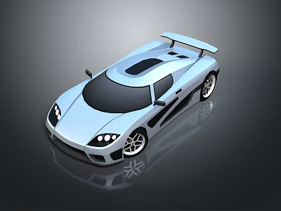 Silver Super Car With Sleek Aerodynamic Design Rear Spoiler And Black Wheels 3d model
