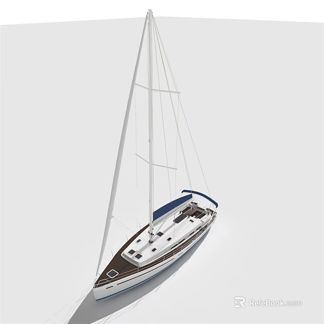 Stylish Sail Yacht Design With White Hull And Tall Masts 3d model 