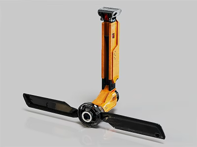 Modern Yellow And Black Air Cooler Fan With Stand And Black Blades 3d model