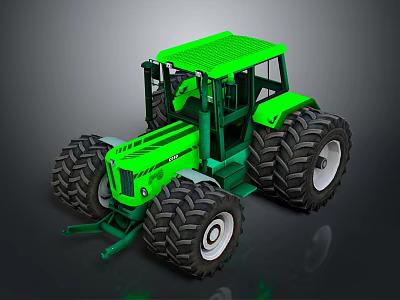 Green Tractor With Large Tires And Modern Cab Design For Farming Operations 3d model