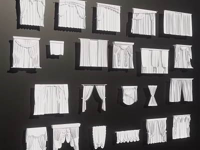Various Styles Of Decorative Window Curtains For Home Interior Design 3d model
