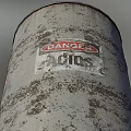 Industrial Equipment Featuring Two Acid Drums With Danger Labels On Wooden Pallet