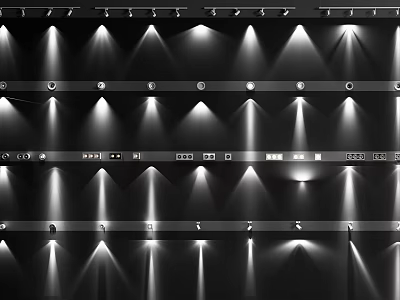 Downlights and Spotlights in Multiple Rows Creating Bright Beam Illumination for Modern Spaces 3d model