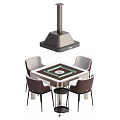 Modern Square Mahjong Table Set With Four Chairs And Pendant Light