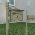 Vintage Public Mailbox Facility With Carved Details On Beige Posts In Grass Lawn