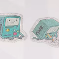 Green BMO Cartoon Characters With Smiling Faces Plus Button And Pencil Writing 3d model