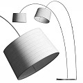 Contemporary Arc Floor Lamp With Brushed Silver Gold Metal Shade And Warm Light