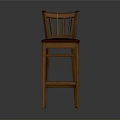 Wooden Bar Stool With Red Padded Seat And Vertical Slat Back Design