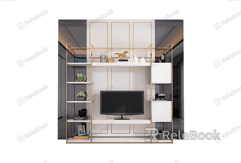 modern TV background cabinet TV wall model