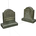 Stone and Wood Memorial Tombstones Featuring Carved Details and Name Inscriptions