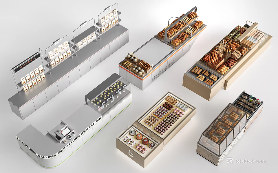 Stylish Display Shelves with Modern Design for Retail Store Product Organization and Storage 3d model 