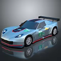 Silver Racing Car With Black Rear Wing Red Blue Stripes And Number 23 Decals