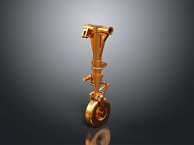 Golden Metallic Spacecraft Landing Gear Component With Wheel Structure For Aerospace 3d model