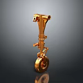 Golden Metallic Spacecraft Landing Gear Component With Wheel Structure For Aerospace