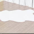 Cloud Shaped Light Beige Fluffy Rug For Wooden Floor With Soft Texture And Curtain Background