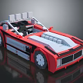 Red Building Blocks Sports Car with Open Top White Wheels and Black Accents