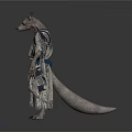 Mythical Werewolf Man in Tattered Robe With Blue Sash Standing Pose