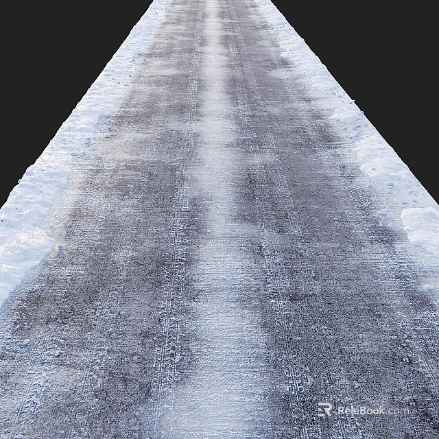 Landscape Sculpture Design Featuring Snow Covered Path And Textured Asphalt Surface 3d model 