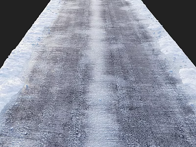 Landscape Sculpture Design Featuring Snow Covered Path And Textured Asphalt Surface 3d model