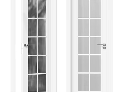 White Hinged Doors With Glass Grid Panels For Modern Interior Home Design 3d model