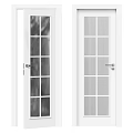 White Hinged Doors With Glass Grid Panels For Modern Interior Home Design
