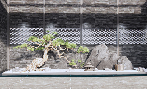 New Chinese style landscape sketch villa courtyard landscape 3d model