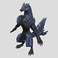 Blue Scaled Mythical Creature Standing With Sharp Claws And Tail 3d model